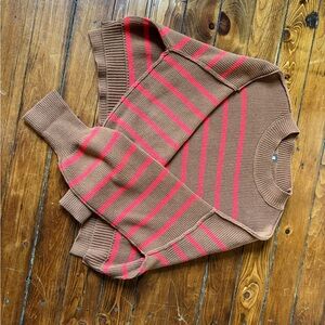 Free People Brown and Red Striped Sweater